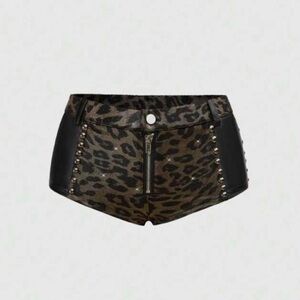 Leopard Print Women's Shorts with Black Accents